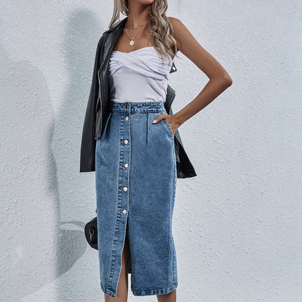 Button Down Denim Skirt