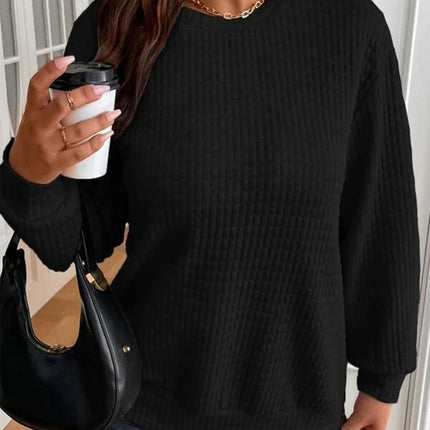 Texture Round Neck Long Sleeve Sweatshirt