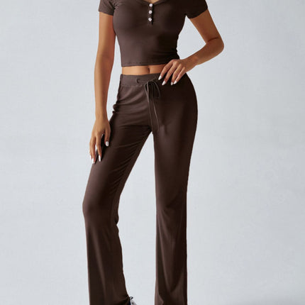 Devine Short Sleeve Top and Drawstring Pants Set