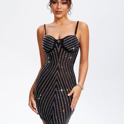 Rhinestone Sweetheart Neck Cami Dress