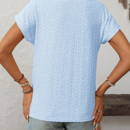 Mandy Eyelet Round Neck Short Sleeve Top