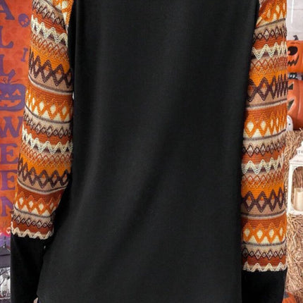 Printed Round Neck Raglan Sleeve Blouse - Vickie Lynn's