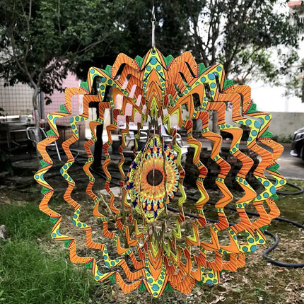 Birds And Flowers Stainless Steel 3D Rotating Wind Spinner Chime Mirror Metal Home Garden Decoration Outdoor Indoor Ornaments - Vickie Lynn's