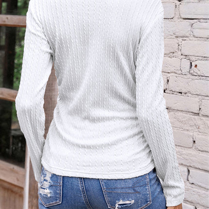 Full Size Ruched V-Neck Long Sleeve T-Shirt