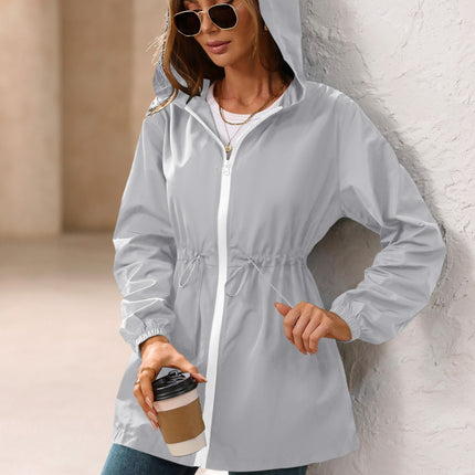 Outdoor Waterproof Long Sleeve Hooded Windbreaker