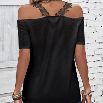 Full Size Lace Detail Short Sleeve T-Shirt