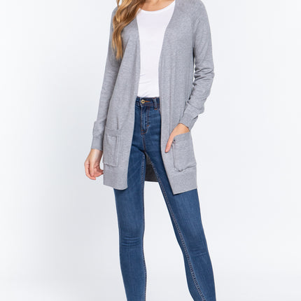 ACTIVE BASIC Open Front Long Sleeve Cardigan