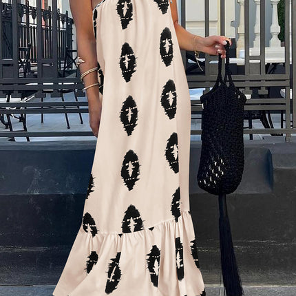 Printed Single Shoulder Maxi Dress