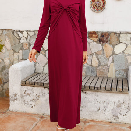 Twisted Round Neck Long Sleeve Dress