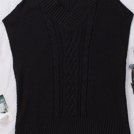 Cable-Knit V-Neck Sweater Vest