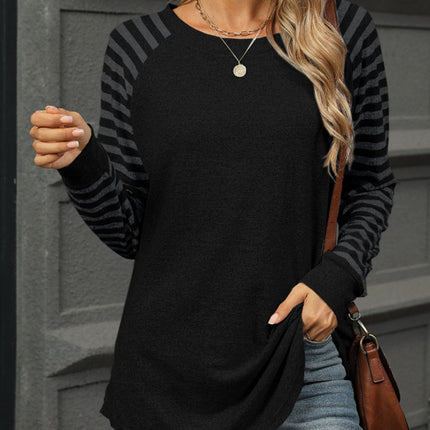 Striped Round Neck Long Sleeve T-Shirt