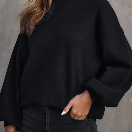 Mock Neck Dropped Shoulder Sweater