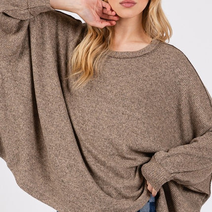 SAGE + FIG Round Neck Batwing Sleeve Oversize Top