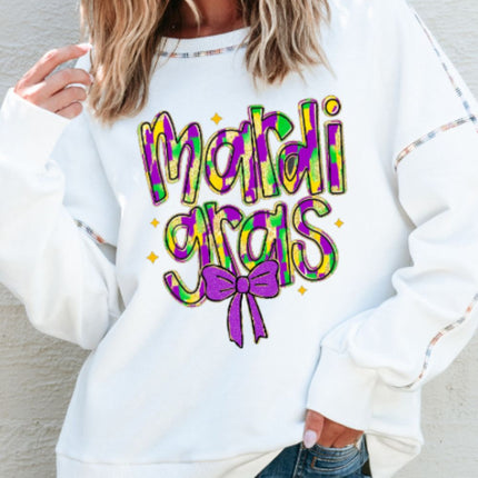 MARDI GRAS Round Neck Long Sleeve Sweatshirt