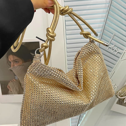 Rhinestone Knotted Strap Crossbody Bag