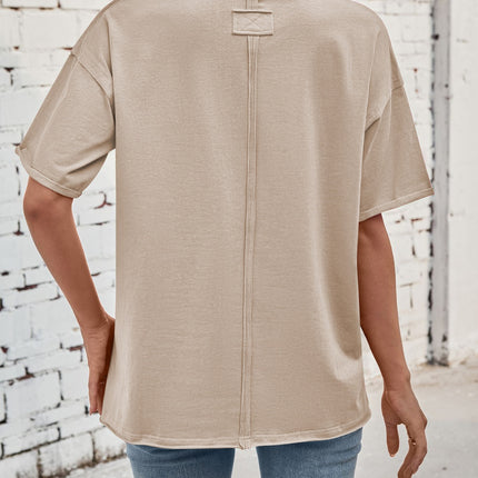 Lovelet Exposed Seam Round Neck Half Sleeve T-Shirt