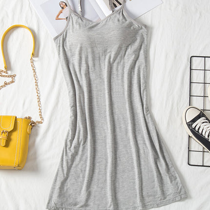 Round Neck Spaghetti Strap Cami Dress with Bra