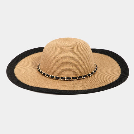 Fame Chain Black Trim Straw Hat