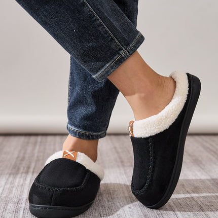 Contrast Round Toe Flat Slippers