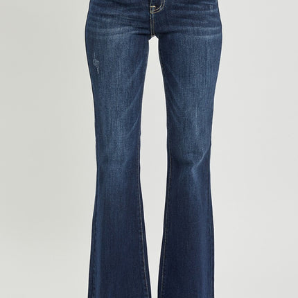 RISEN High Waist Raw Hem Flare Jeans