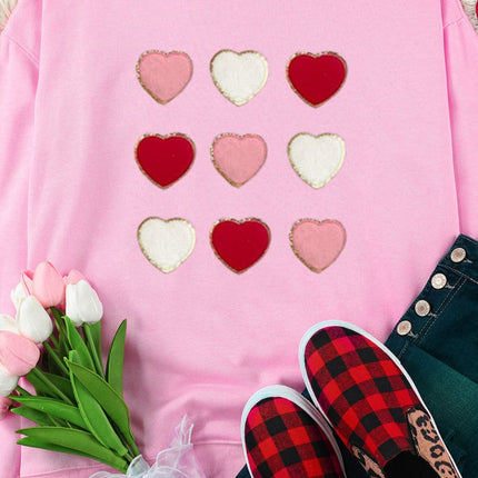 Contrast Heart Long Sleeve Sweatshirt