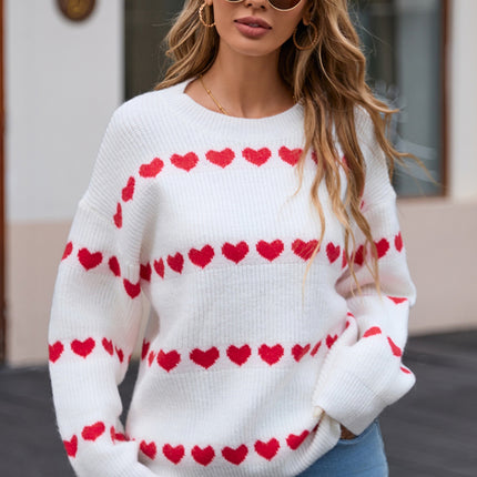 Angel Wings Heart Round Neck Long Sleeve Sweater