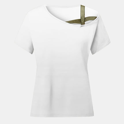 Asymmetrical Neck Short Sleeve T-Shirt