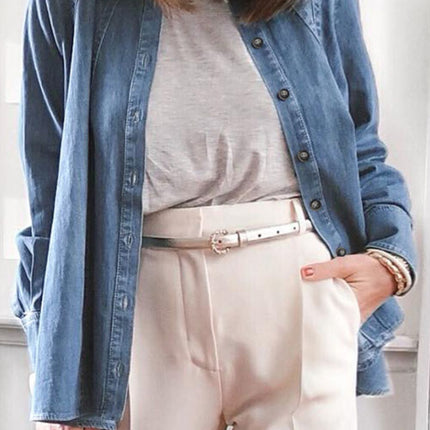 Button Up Collared Neck Denim Jacket