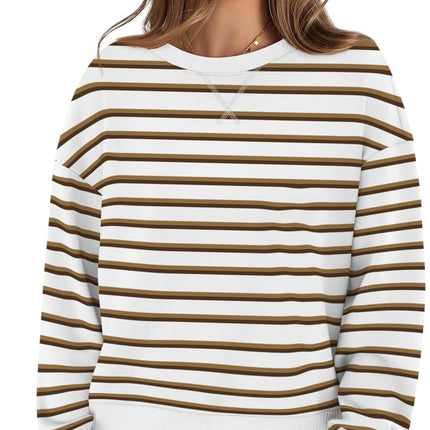 Lovelet Striped Round Neck Long Sleeve Sweatshirt