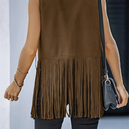 Fringe Open Front Vest Coat