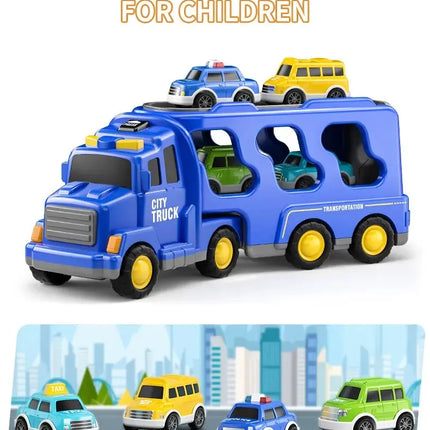 TEMI Diecast Carrier Truck Toys Cars Engineering  Vehicles  Excavator Bulldozer Truck Model Sets Kids Educational Boys For Toys