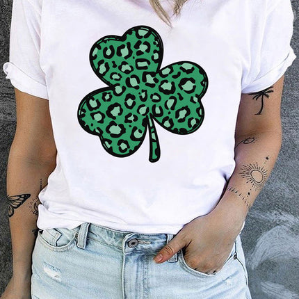 Plus Size Lucky Clover Round Neck Short Sleeve T-Shirt