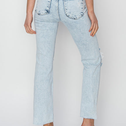 RISEN High Rise Distressed Ankle Jeans