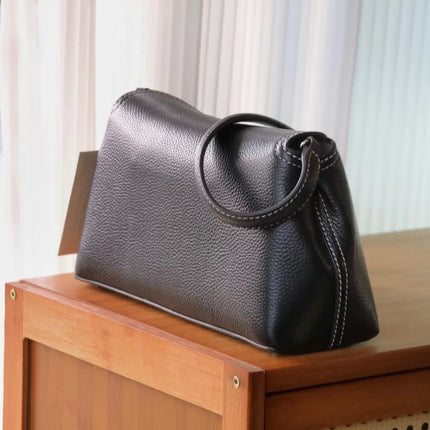 Swedish niche Toteme ladies lychee grain cowhide T-lock buckle simple commuting large-capacity shoulder Messenger bag clutch