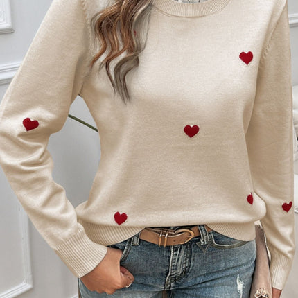 Lace Detail Heart Long Sleeve Sweater