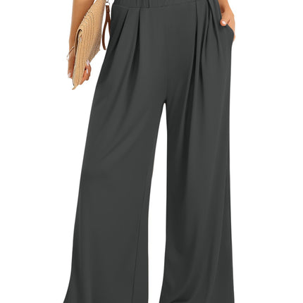 Elastic Waist Wide Leg Pants