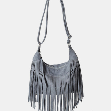 Suede Fringe Adjustable Strap Shoulder Bag