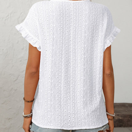 Mandy Eyelet Round Neck Short Sleeve Top