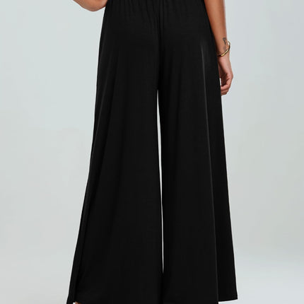 Pocketed Elastic Waist Wide Leg Pants