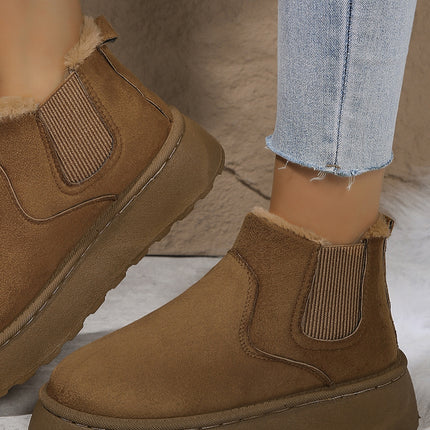 Suede Round Toe Platform Boots