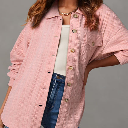 Textured Button Up Long Sleeve Shacket