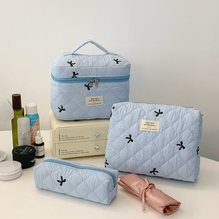 3 Piece Bow Quilted Cloth Storage Bag Set