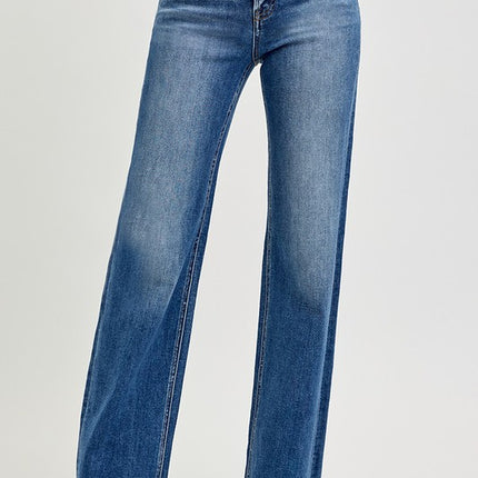 RISEN Tummy Control High Rise Raw Cut Jeans