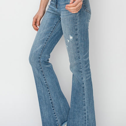 RISEN High Rise Frayed Hem Bootcut Jeans