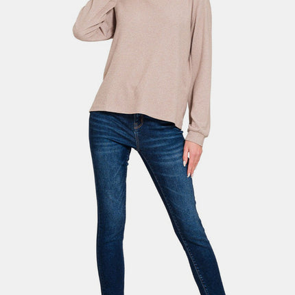 Zenana Hacci Round Neck Long Sleeve T-Shirt