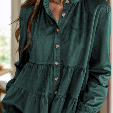 Peplum Round Neck Long Sleeve Shirt