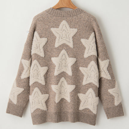 Sherpa Star V-Neck Cardigan with Pockets