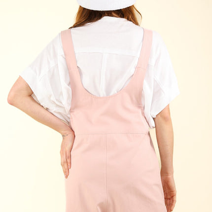 VERY J Adjustable Waist Suspender Overalls with Pockets