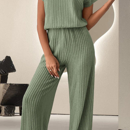 Round Neck Short Sleeve Jumpsuit