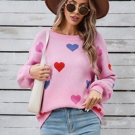 Angel Wings Heart Round Neck Long Sleeve Sweater